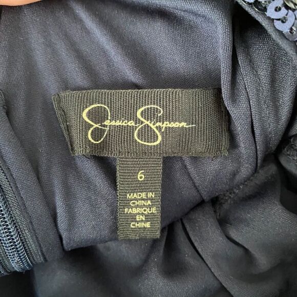 Jessica Simpson sequin Boat Neck Dress short party mini size 6 Navy blue - Picture 3 of 4